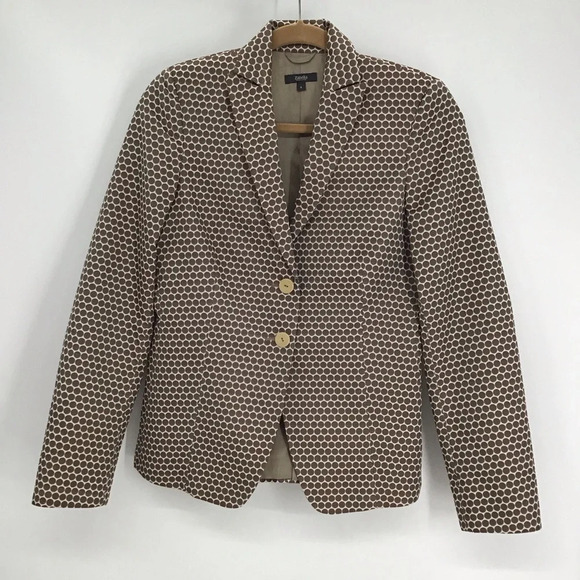 Zanella Women’s Blazer Made In Italy Geometric Pattern Brown/Tan Size 6 - Picture 1 of 7